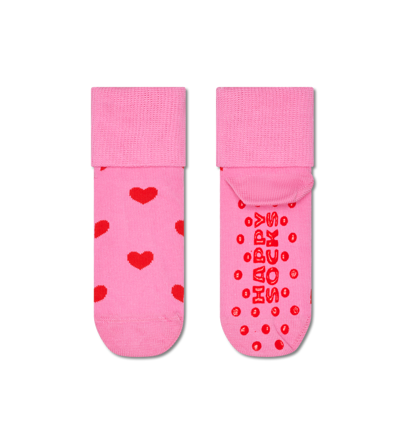 Colorful Heart Pattern Kids Socks with Anti-Slip Soles