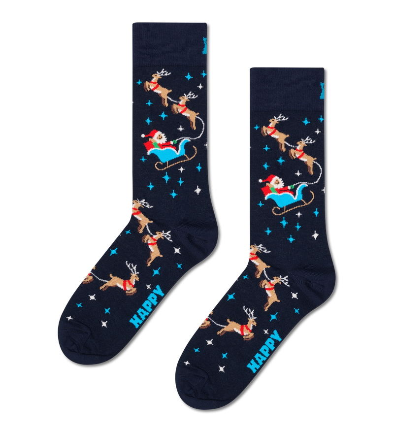 Black Santa Sleigh Christmas Sock | Fun Holiday Gift