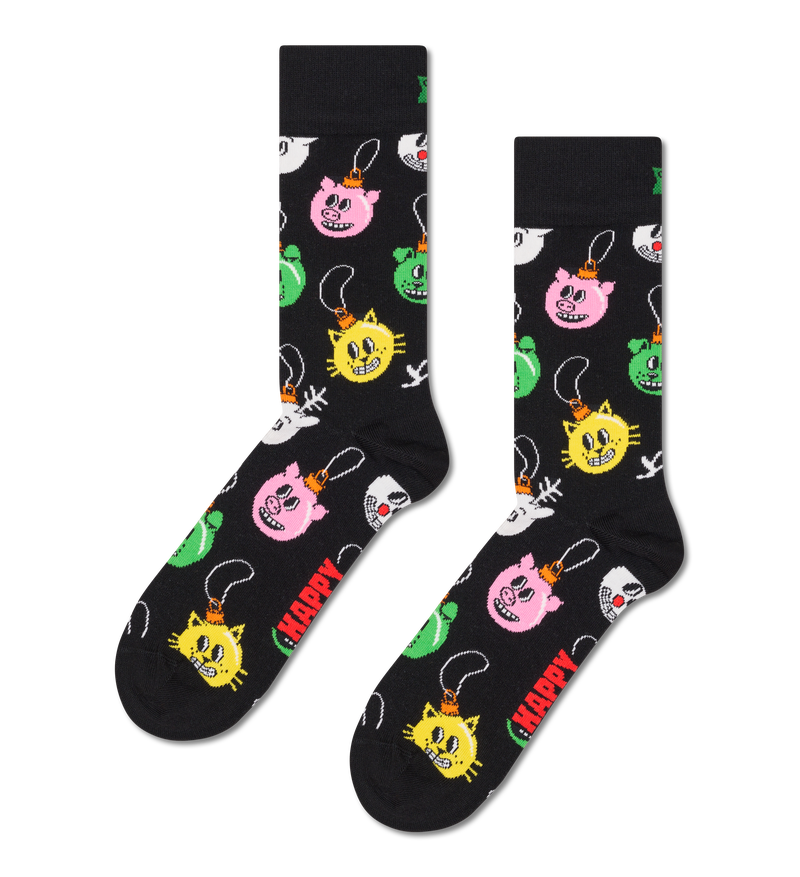 Colorful Christmas Bauble Pattern Socks | Fun Xmas Socks