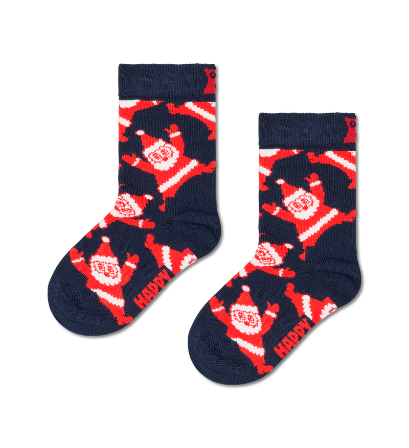 Cartwheeling Santa Kids Christmas Socks | Fun Holiday Gift
