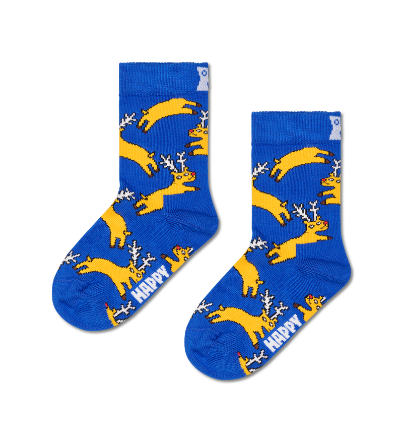 Blue Kids Reindeer Animal Socks | Fun & Playful