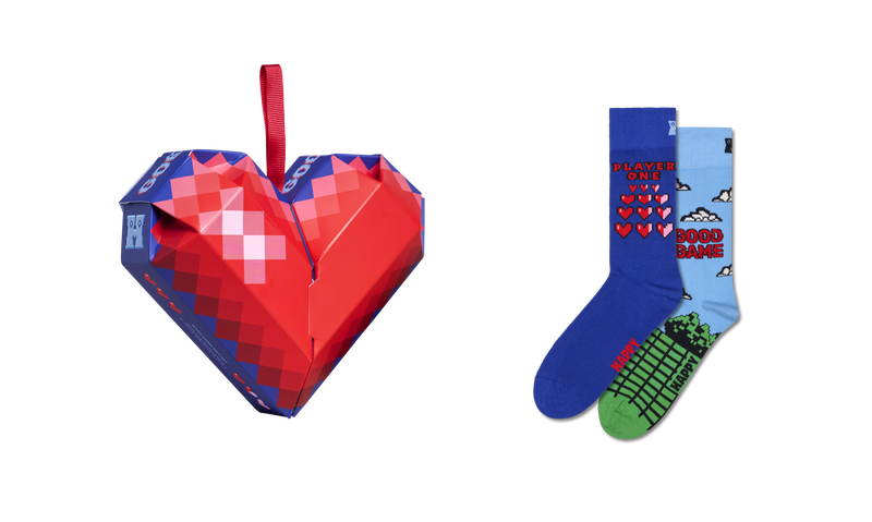Pixelated Heart & Good Game Funny Gaming Socks