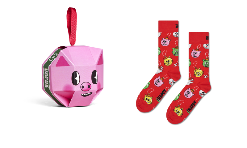 Red Pig Sock Gift Set with Funny Animal Faces
