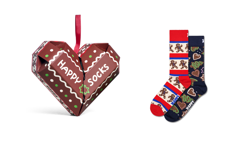 Festive Gingerbread Heart Christmas Socks Gift Set