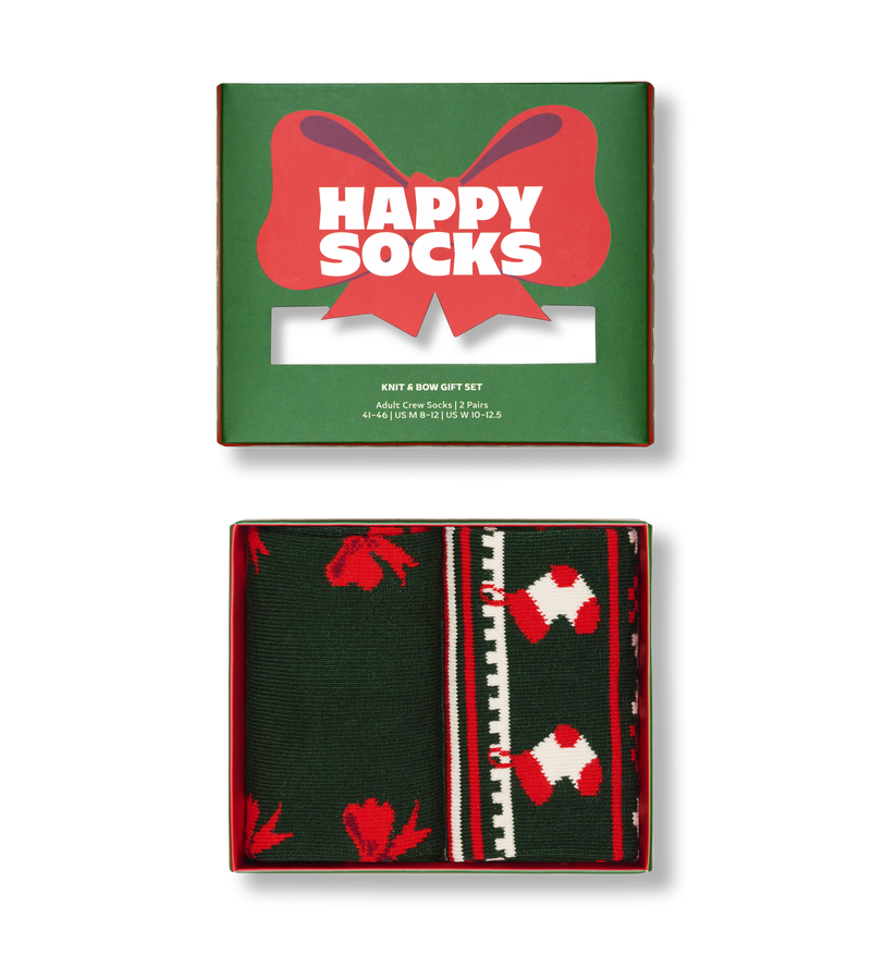 Festive Red Knit Socks with Ribbons