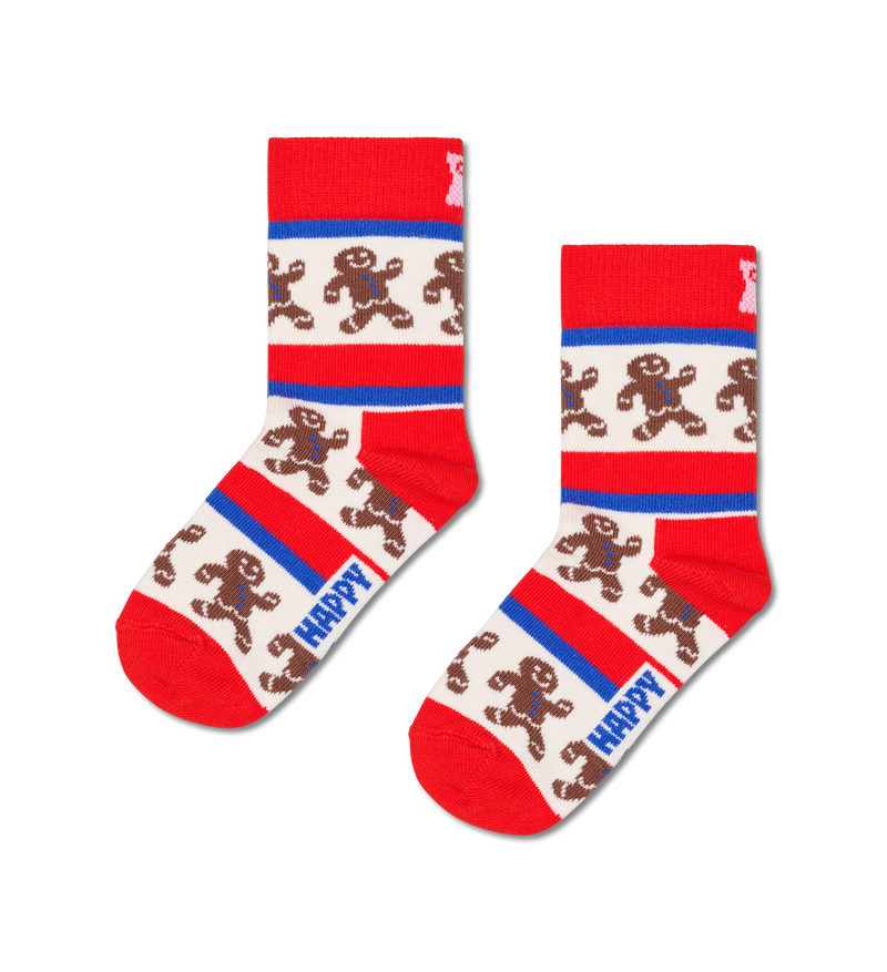 Cute Kids Christmas Socks | Gingerbread Stripe