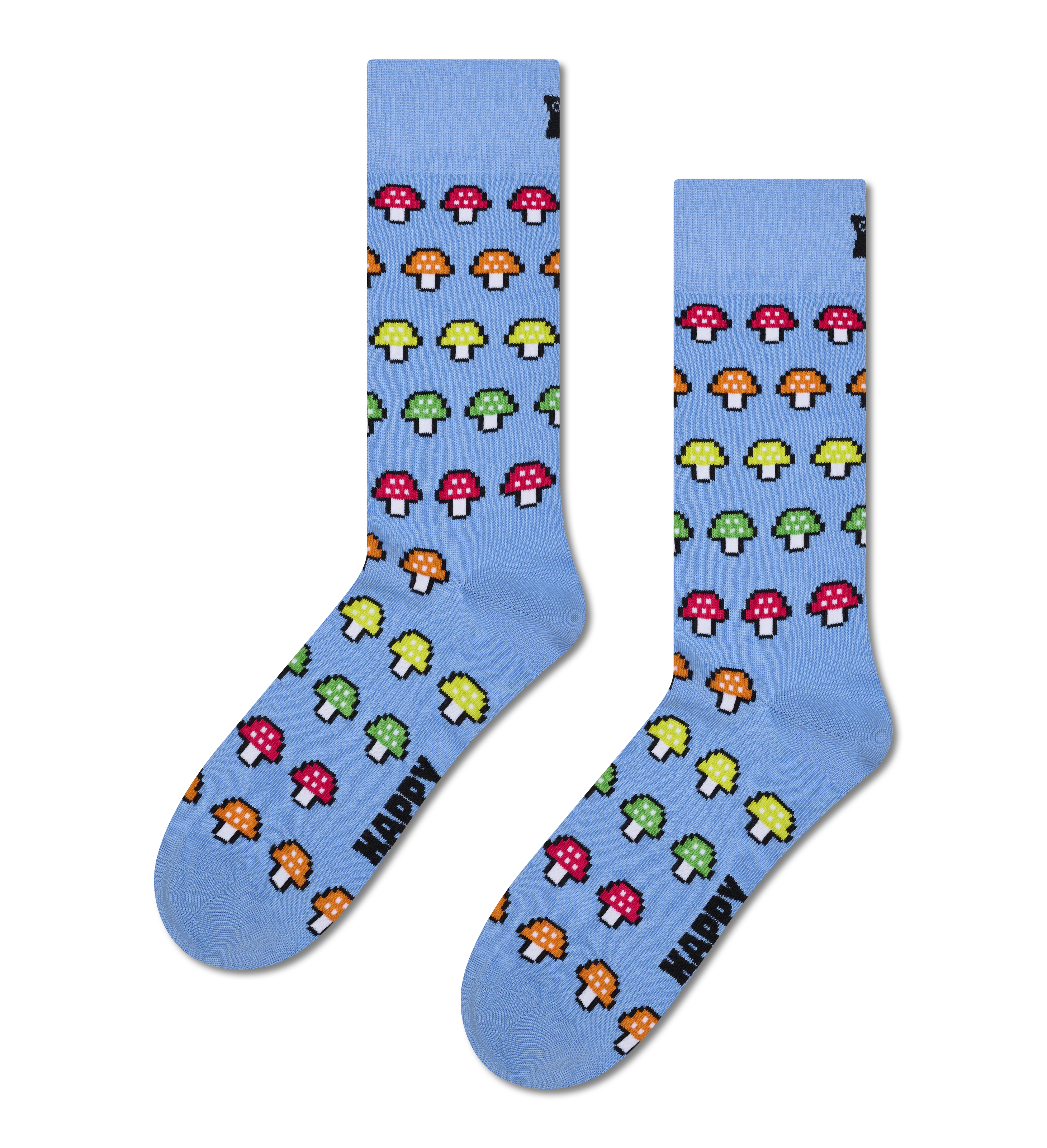 Blue Mushroom Stripe Socks | Fun & Colorful