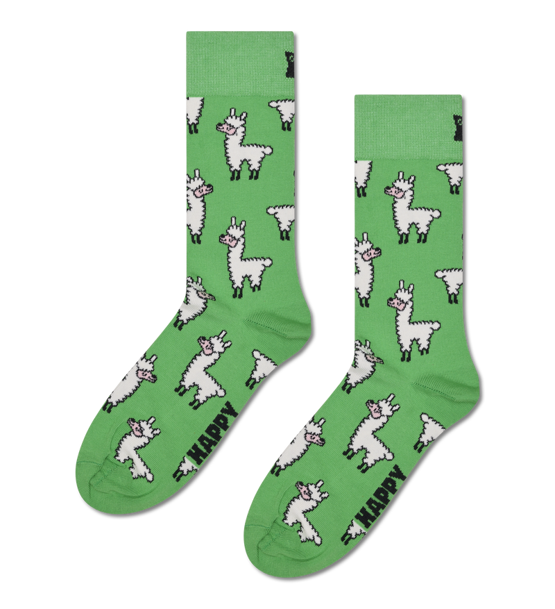 Green Llama Pattern Socks | Fun Animal Socks