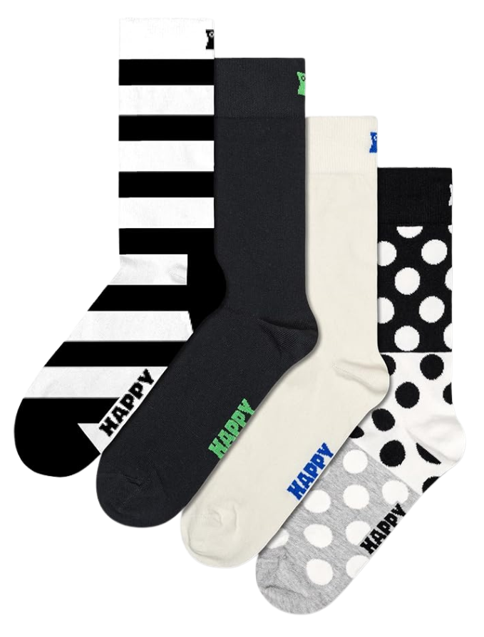 4-Pack Black and White Mix Socks