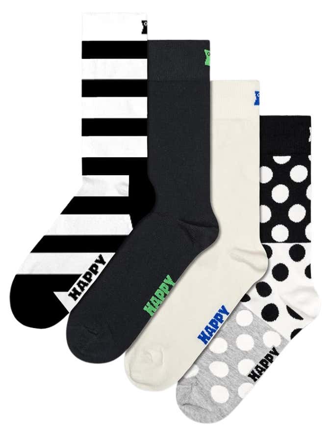 4-Pack Black and White Mix Socks