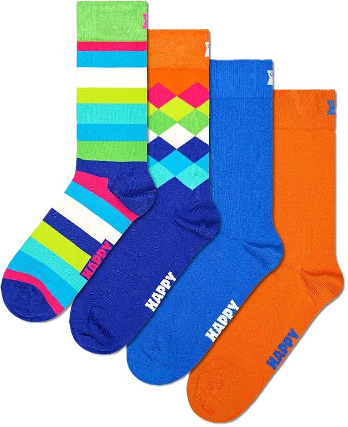 4-Pack Blue and Orange Mix Socks