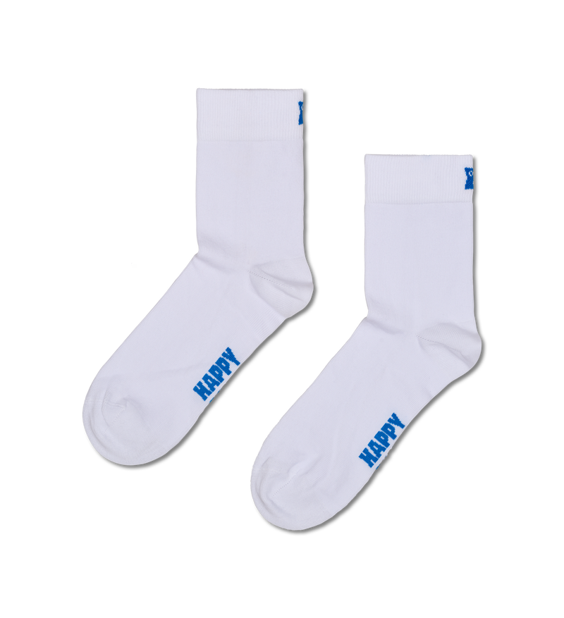 White Solid 1/2 Crew Sock