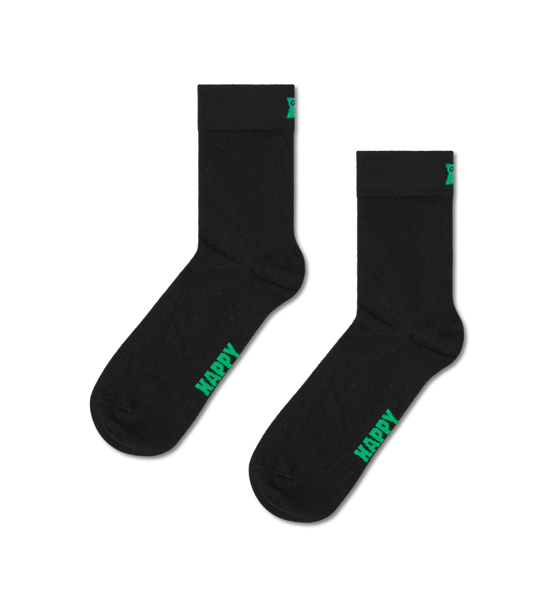 Black Solid 1/2 Crew Sock