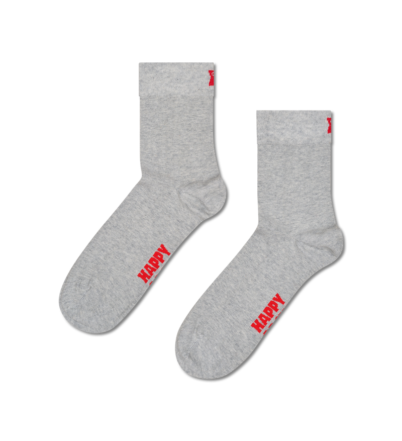Grey Solid 1/2 Crew Sock