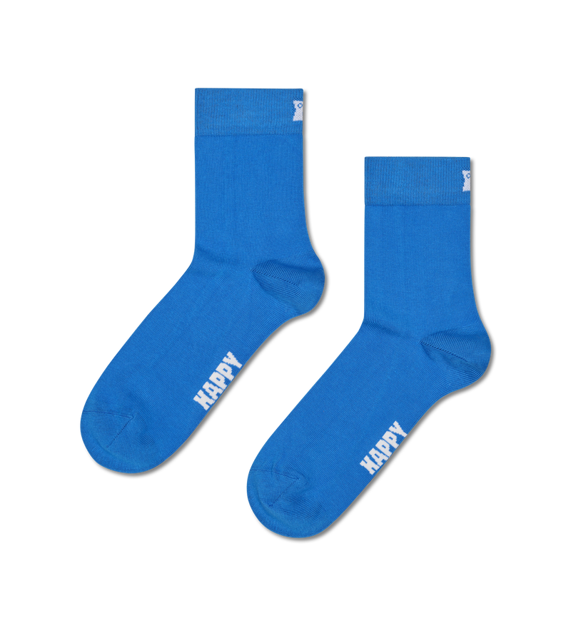 Blue Solid 1/2 Crew Sock