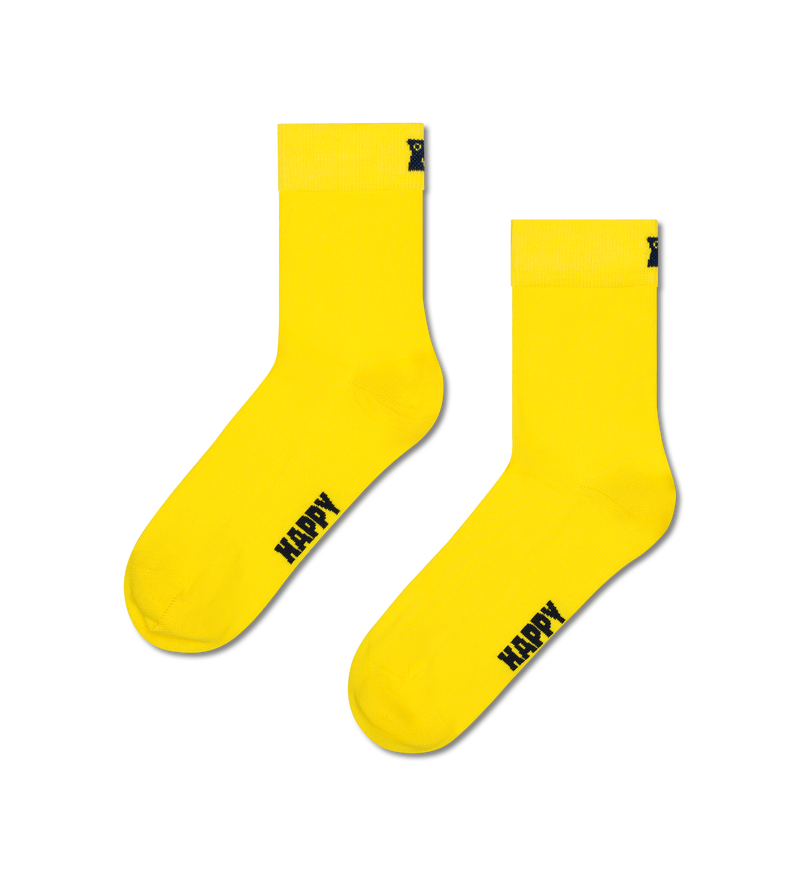 Yellow Solid 1/2 Crew Sock