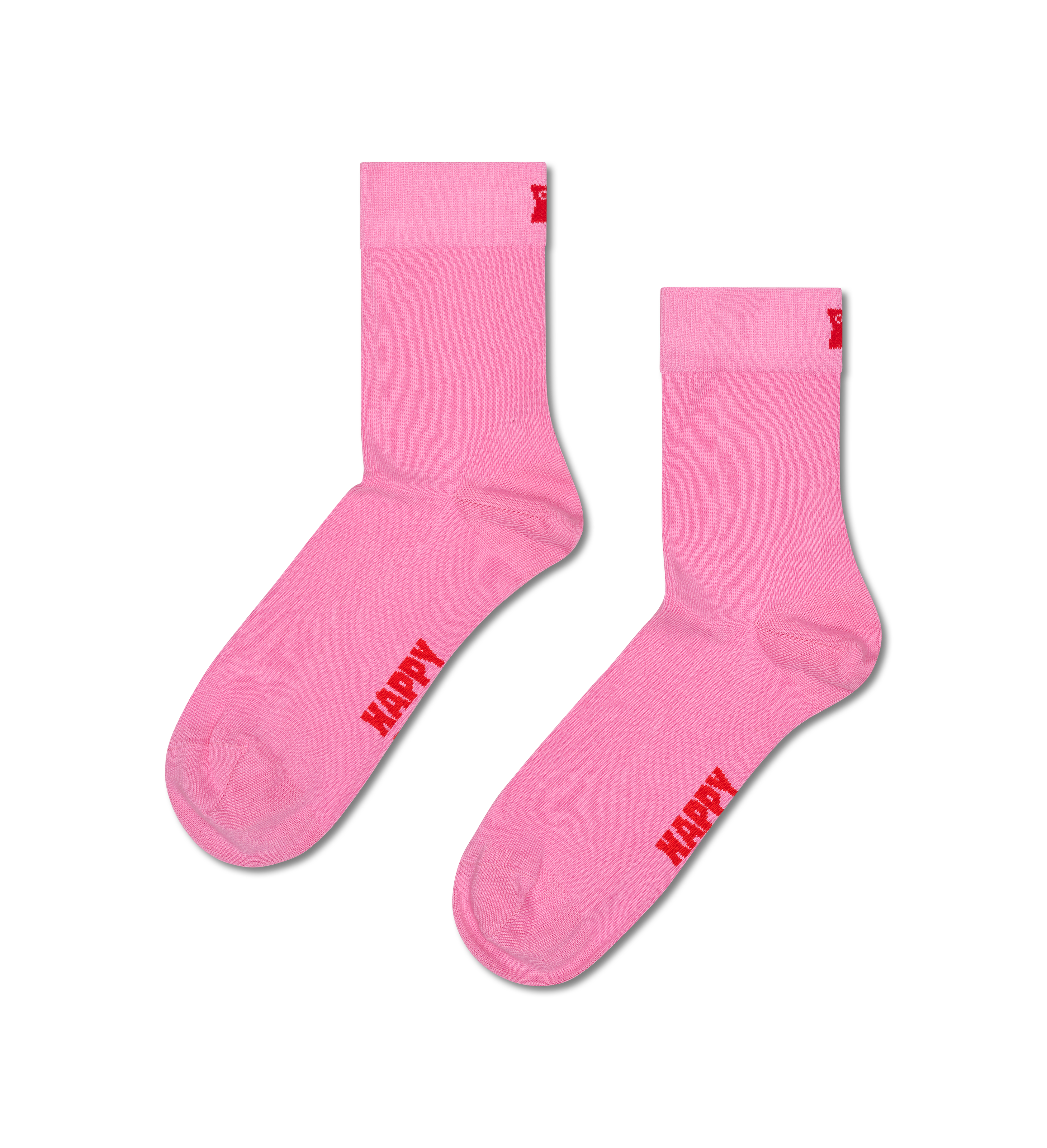 Pink Solid 1/2 Crew Sock