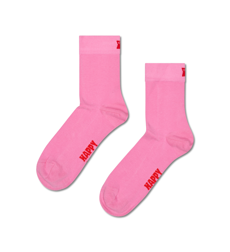 Pink Solid 1/2 Crew Sock
