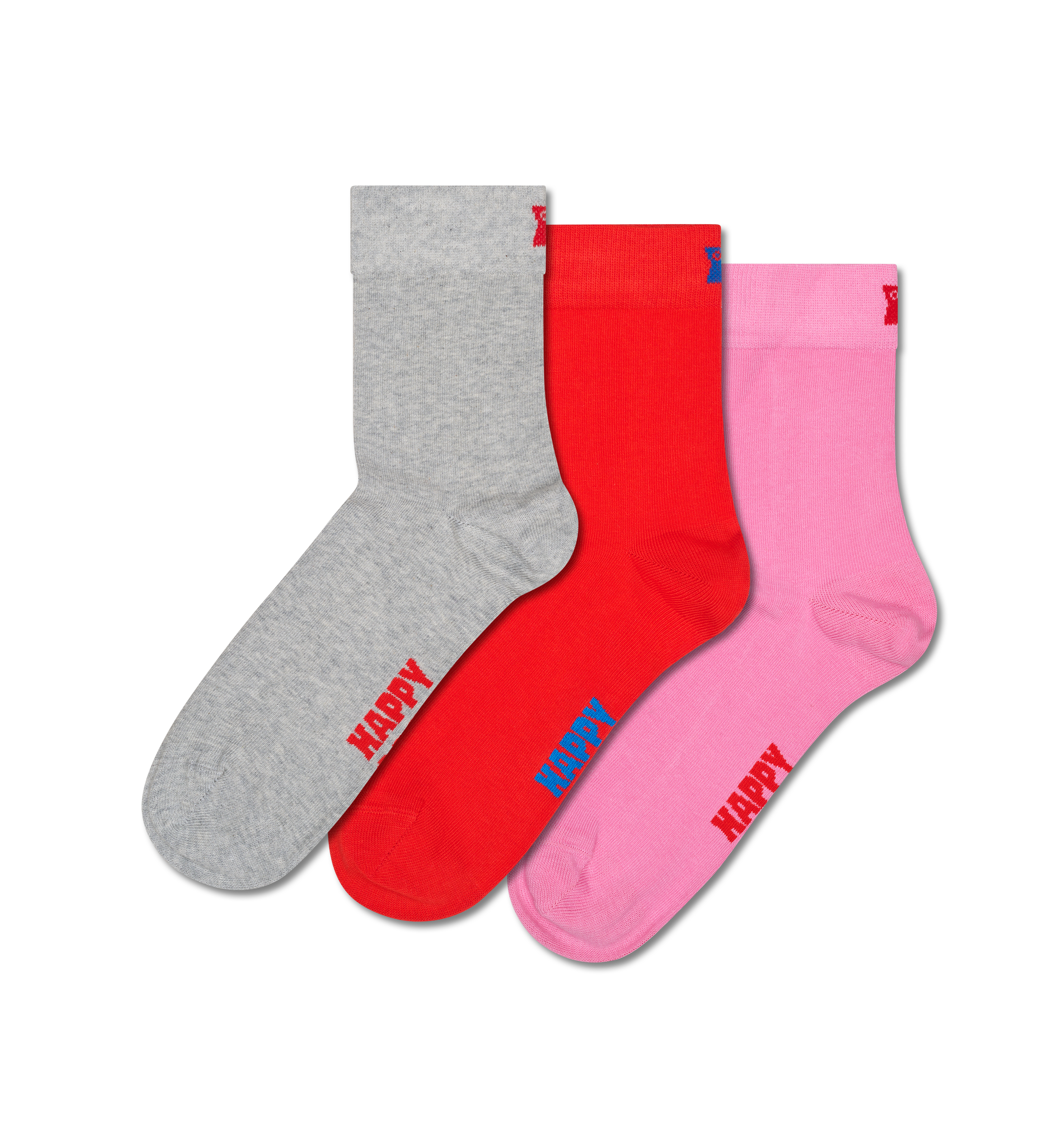 Grey 3-Pack Solid 1/2 Crew Socks
