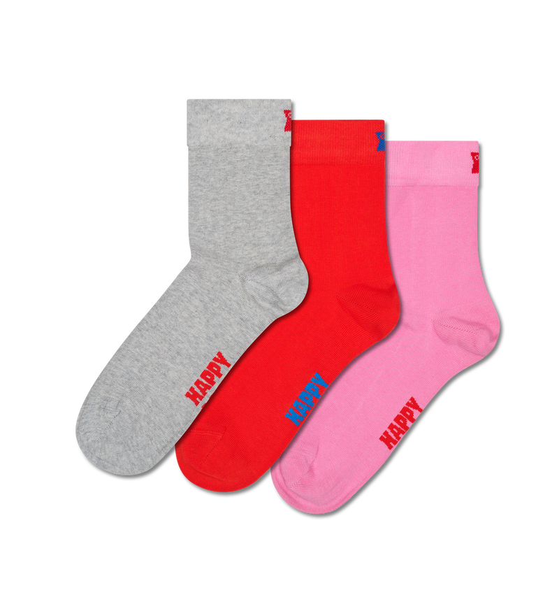 Grey 3-Pack Solid 1/2 Crew Socks
