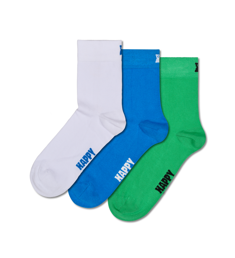 White 3-Pack Solid 1/2 Crew Socks