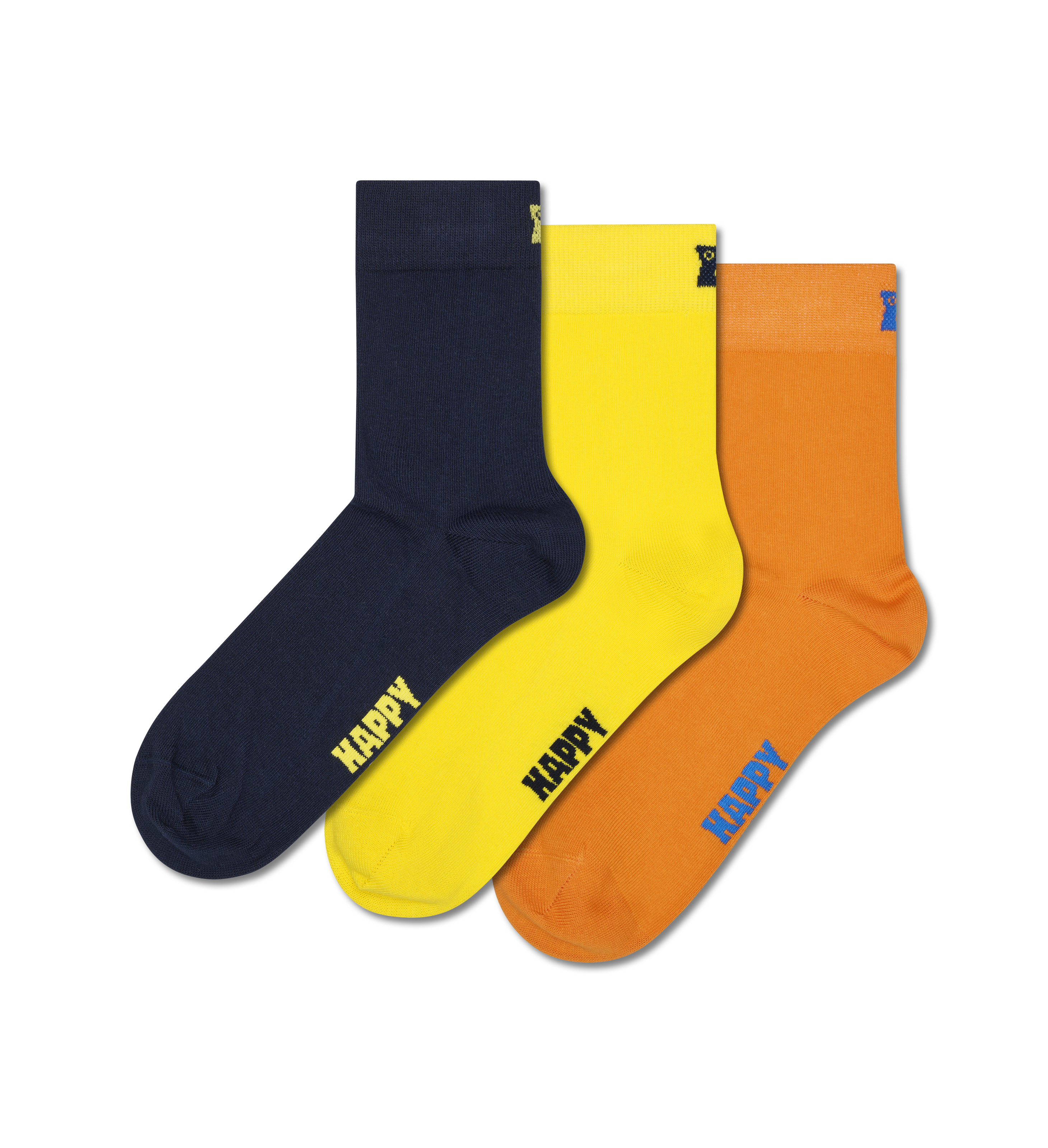 Black 3-Pack Solid 1/2 Crew Socks