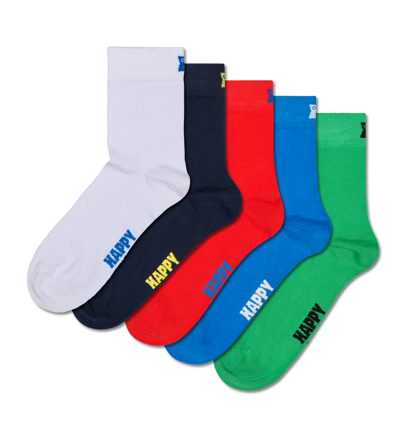 White 5-Pack Solid 1/2 Crew Socks