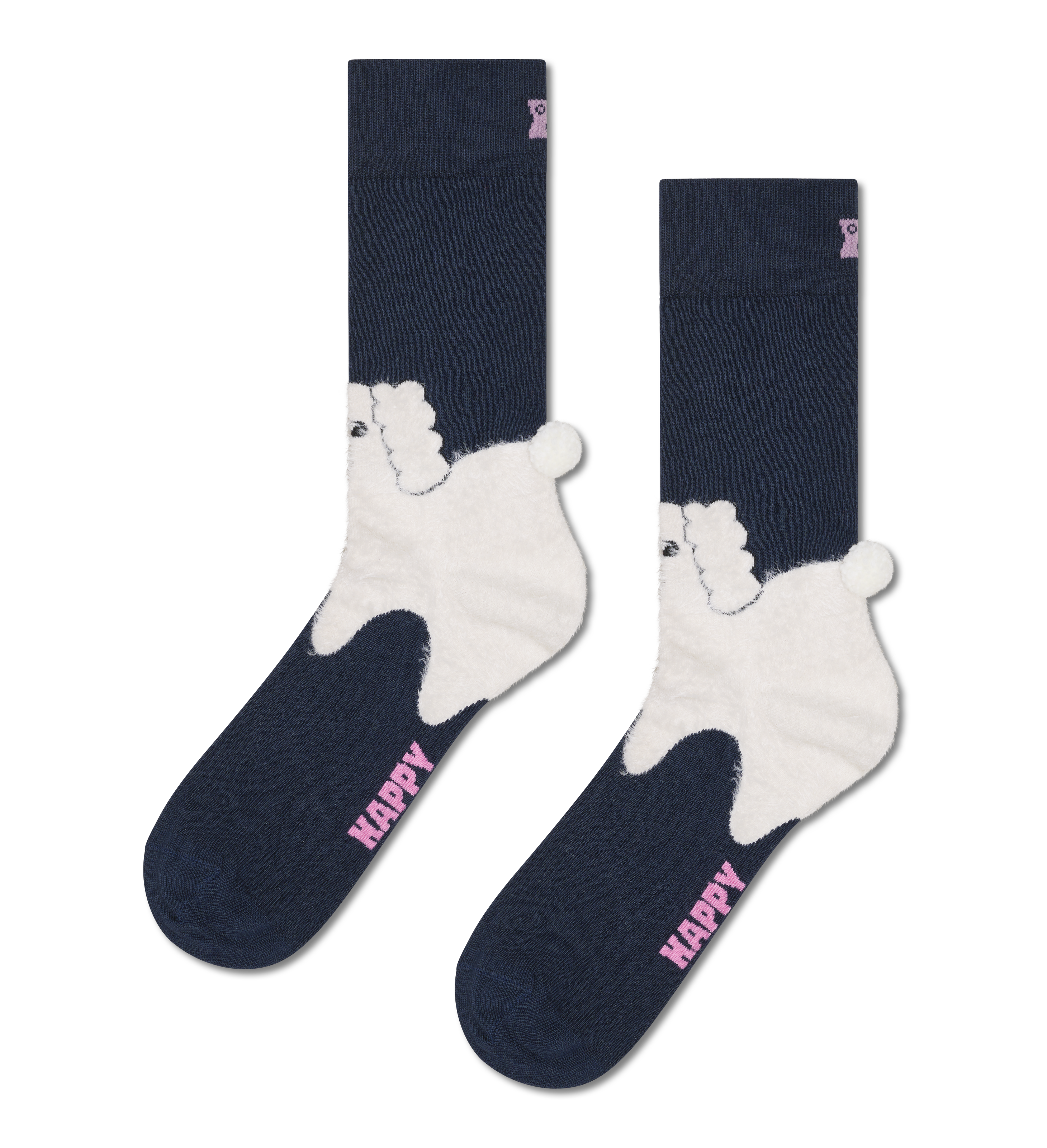 Fluffy White Dog Sock with Pom-Pom Tail | Fun & Cute