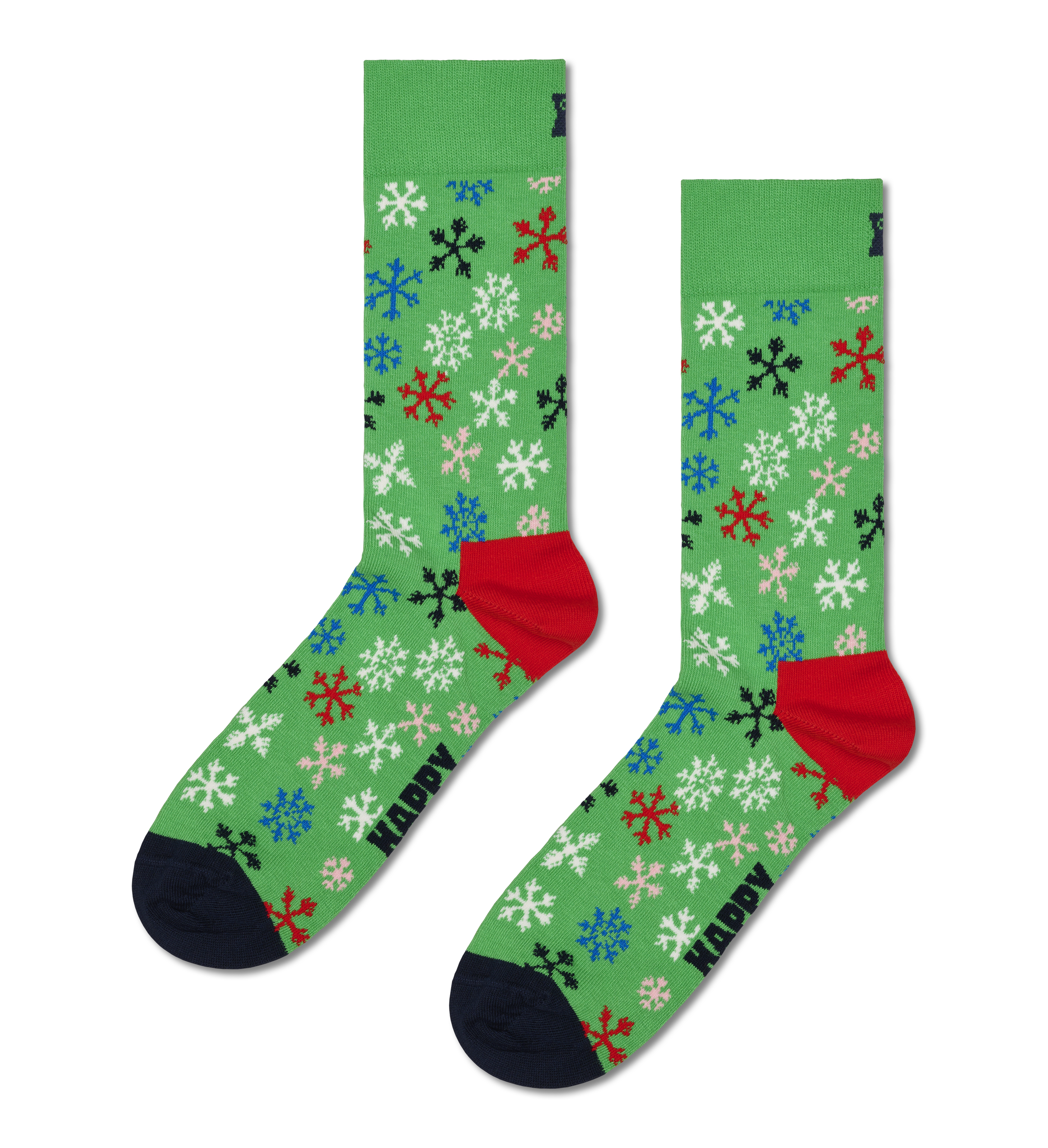 Multicolor Snowflake Green Socks | Winter Fun