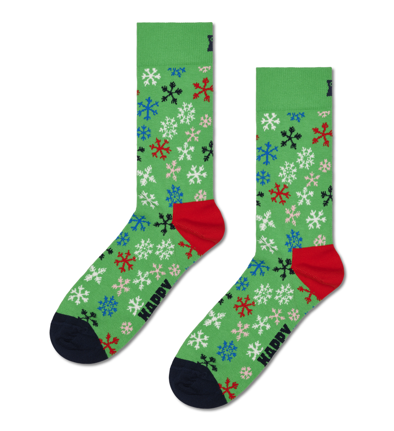 Multicolor Snowflake Green Socks | Winter Fun