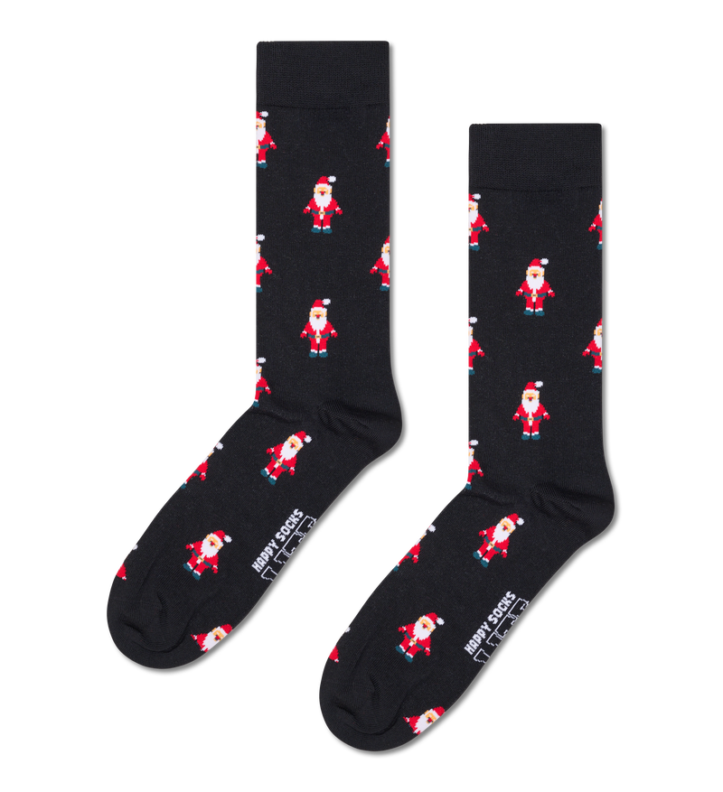 Fun Christmas Socks with Repeating Santa Print