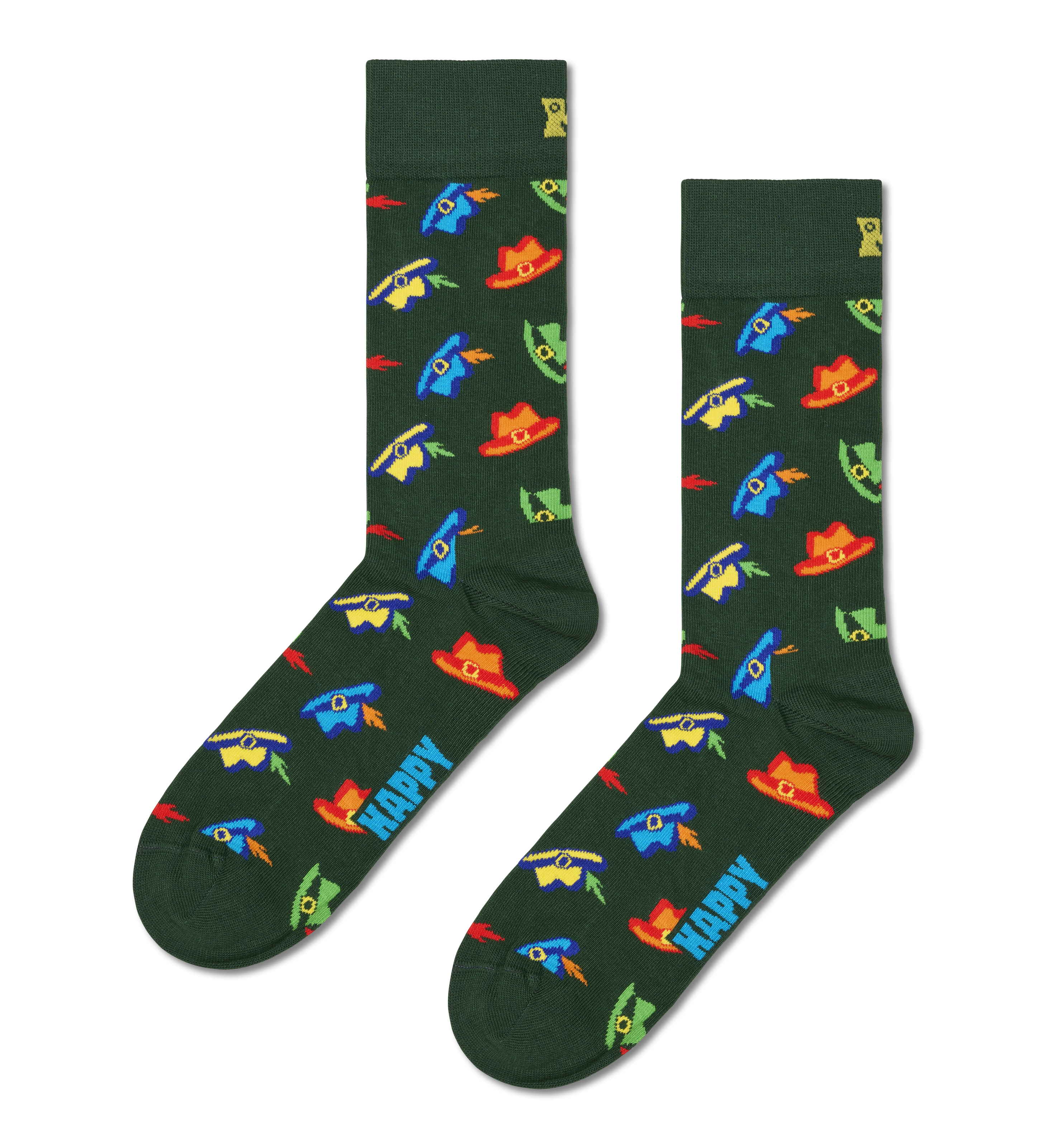 Colorful Hat Print Black Socks | Funny & Quirky