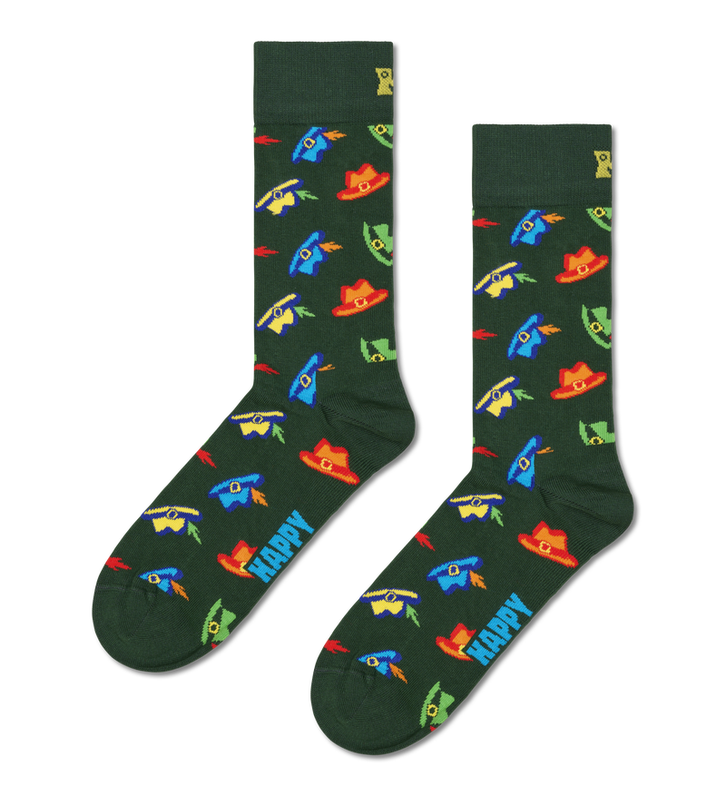 Colorful Hat Print Black Socks | Funny & Quirky