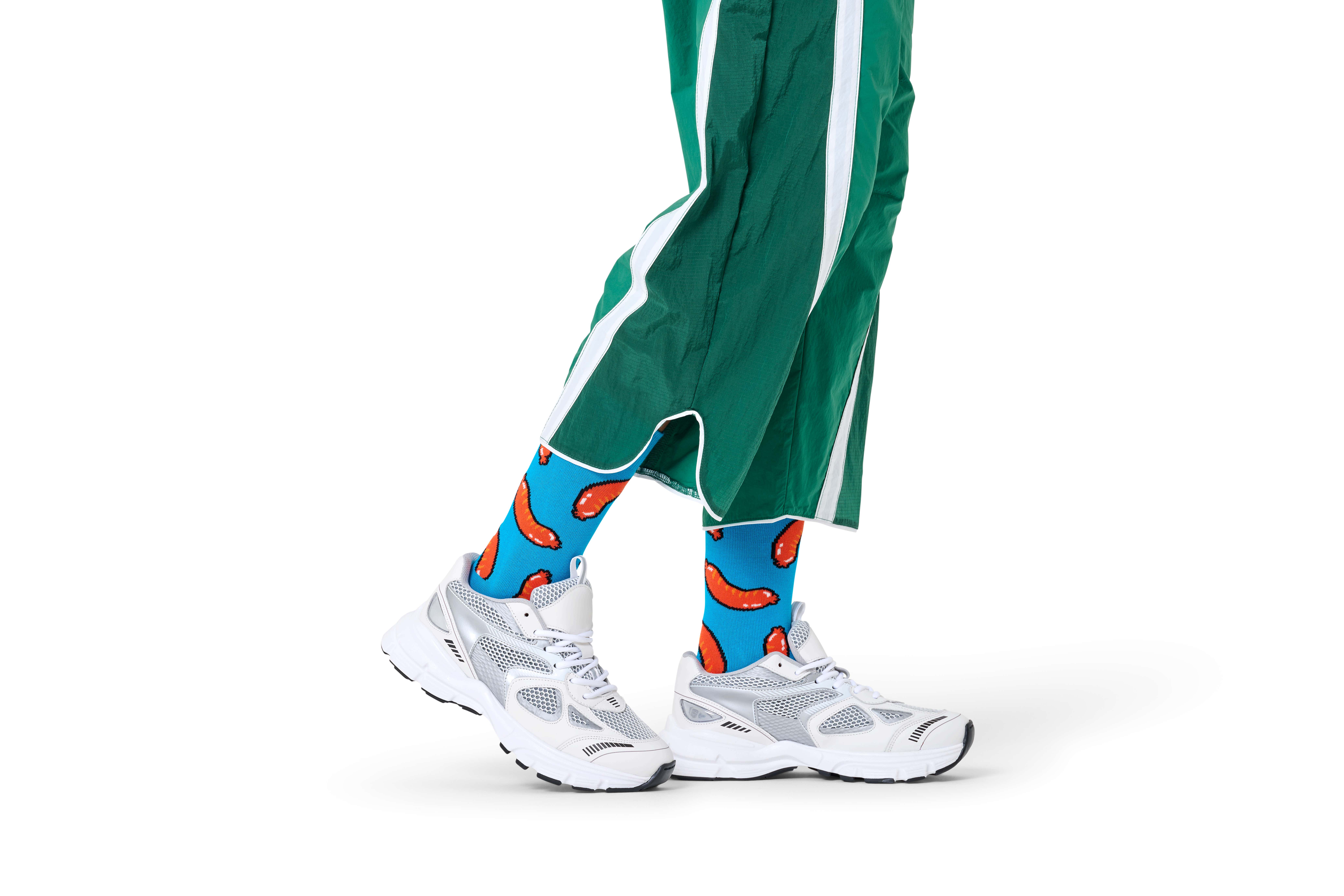 Saucisson Socks Blue Sausage Print Socks | Crazy Food Socks | Happy Socks EU