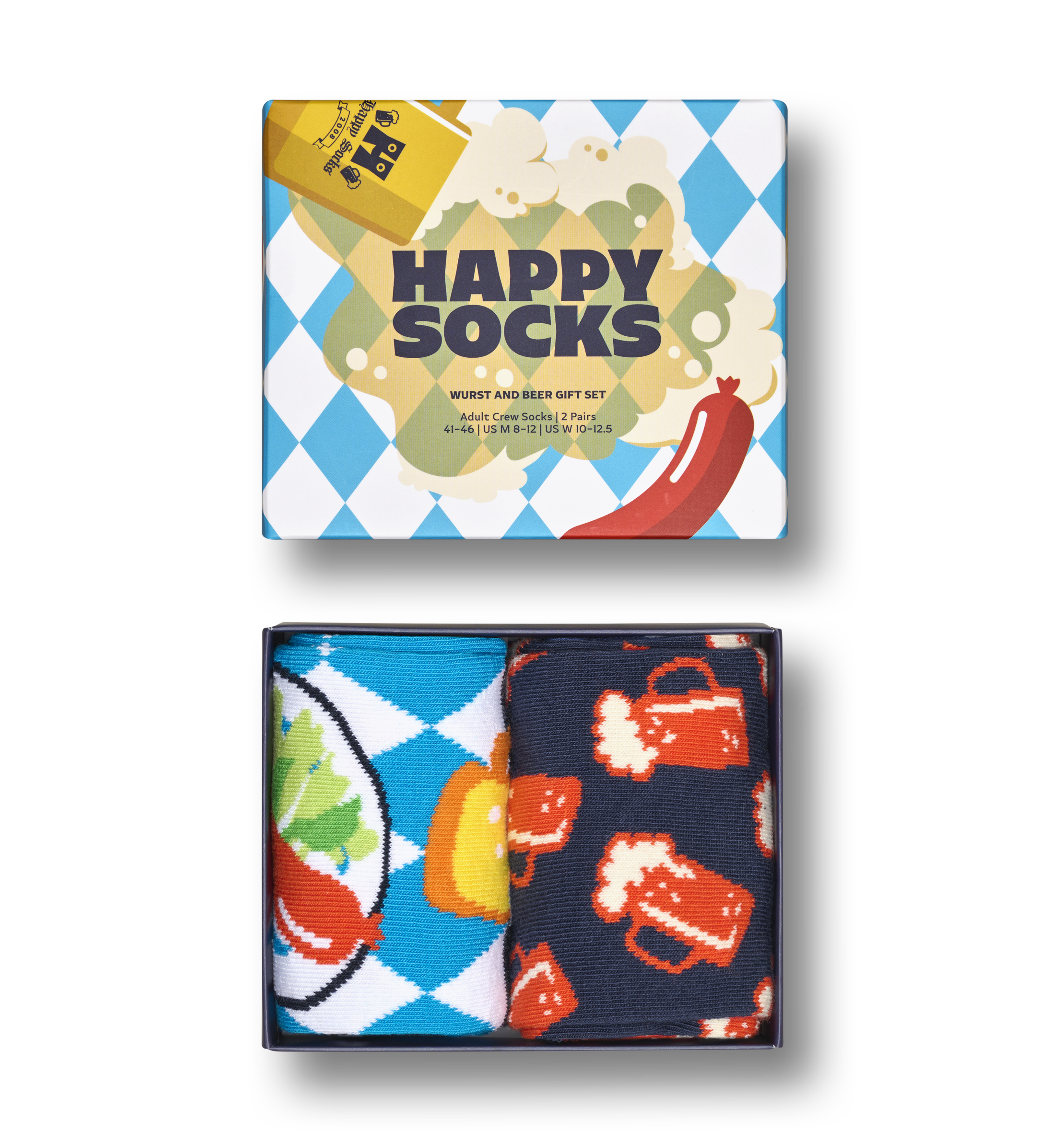 Oktoberfest Beer & Sausage Funny Socks 2-Pack