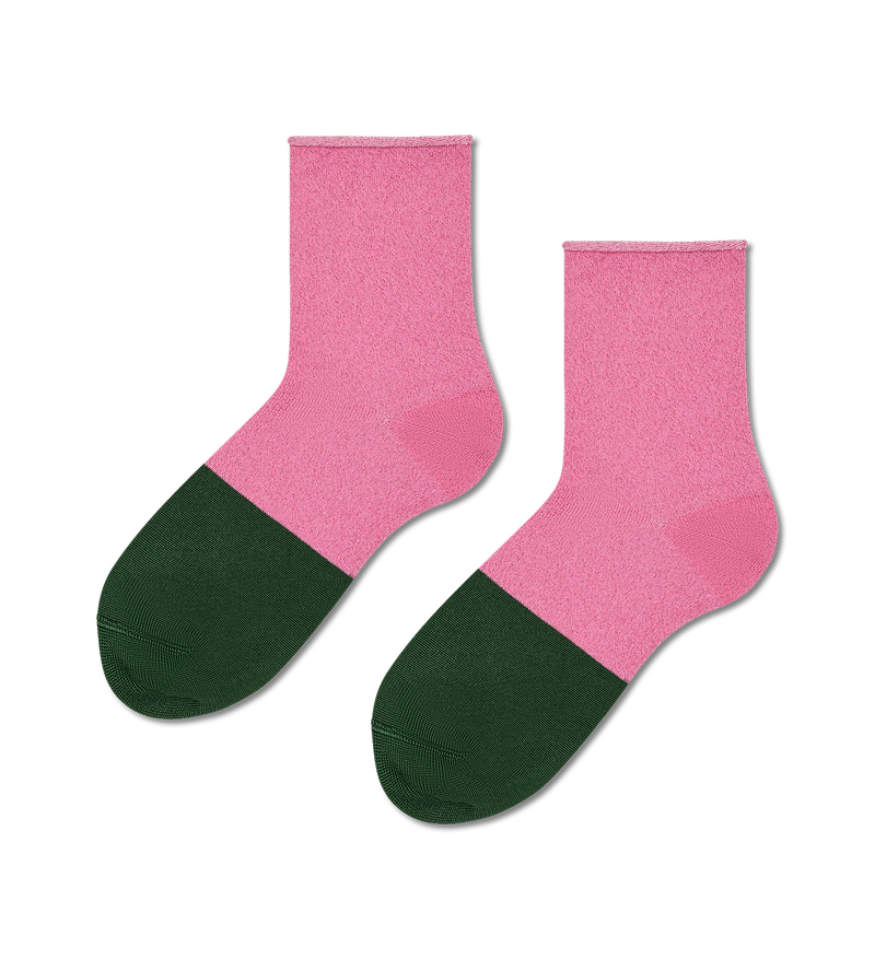 Pink 1/2 Crew Sock with Extended Green Toe