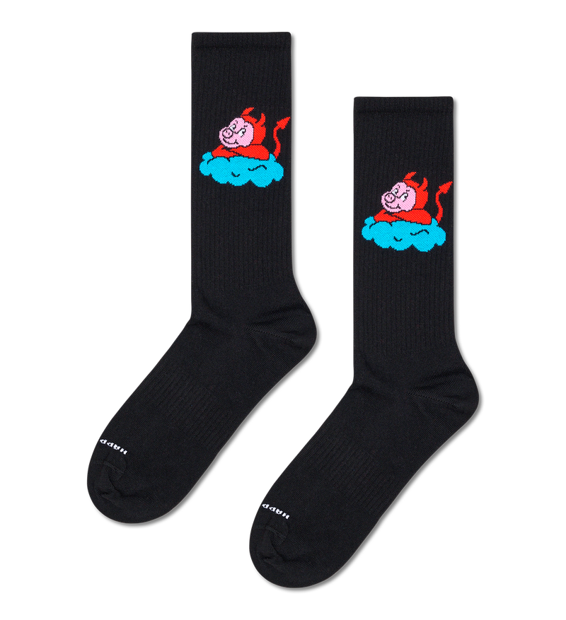Black Sneaker Sock with Bad Pig Design | Funny Animal Socks