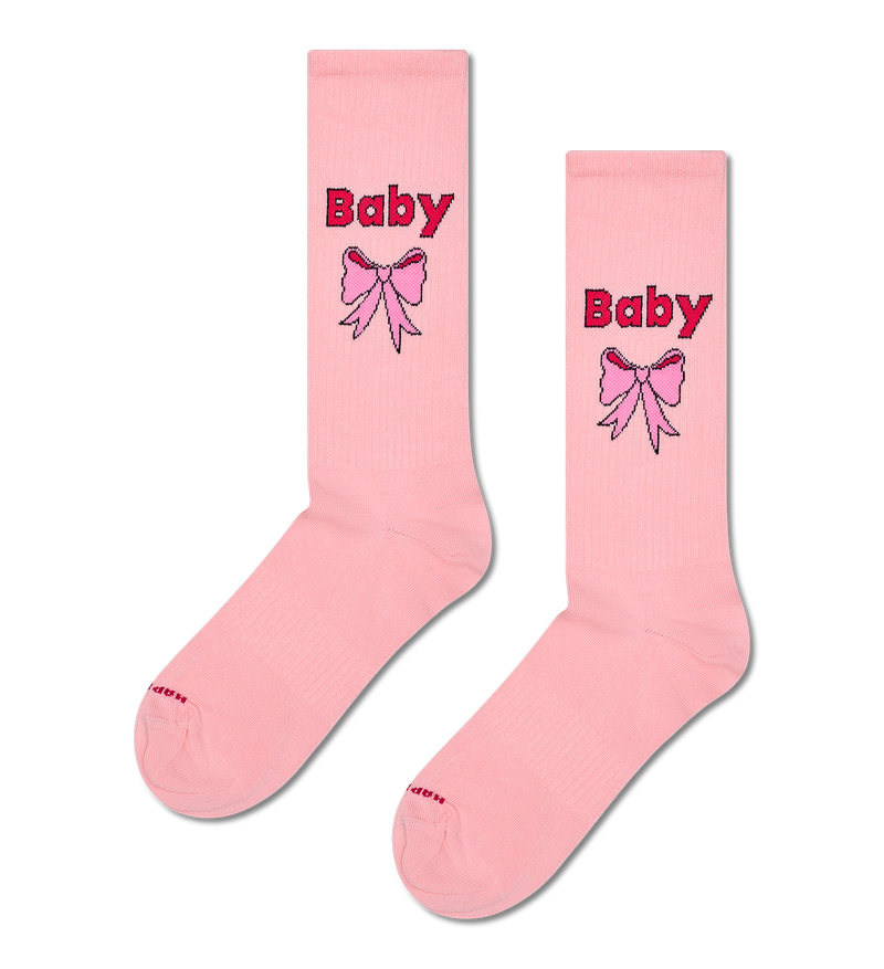 Pink Bow Print Baby Sneaker Socks | Funky Novelty