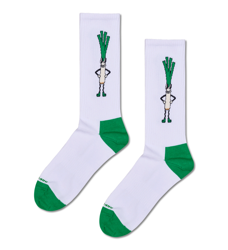 Smiling Leek White Sneaker Socks | Funky Football Socks