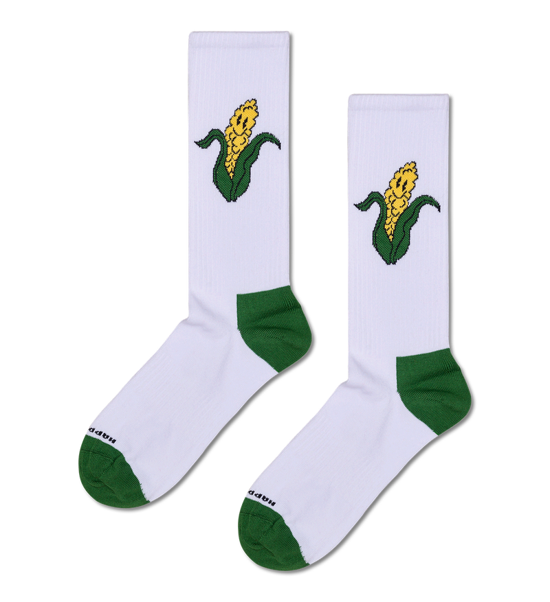 Smiling Corn Print Sneaker Socks | Fun Food Socks