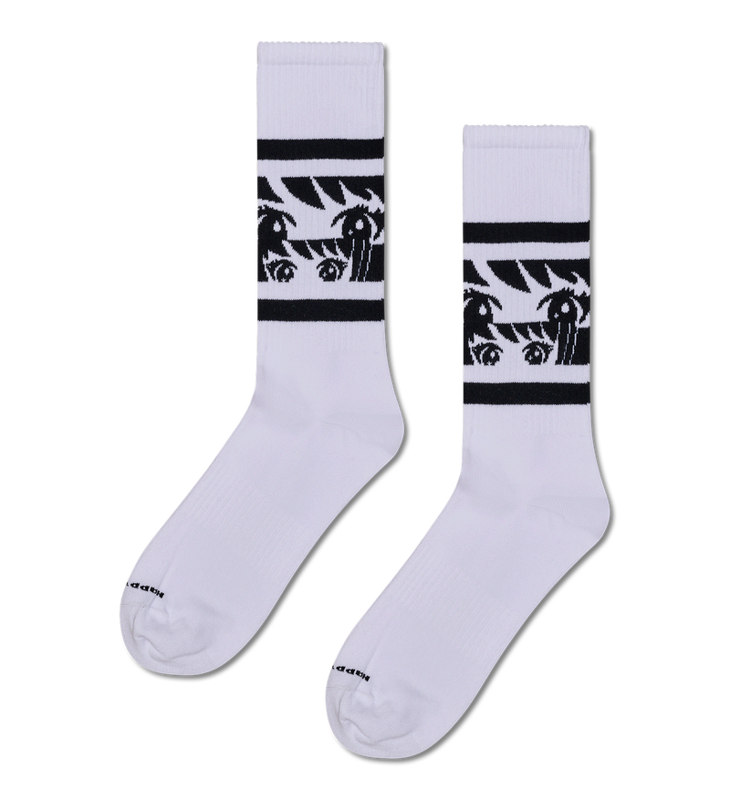 Anime Eyes White Sneaker Socks | Novelty Sports Socks