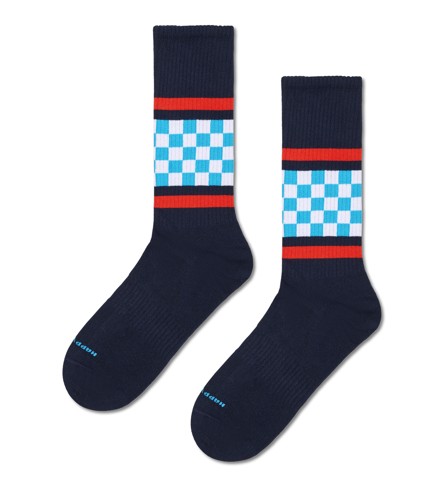 Blue and White Checked Sneaker Socks | Sports Style