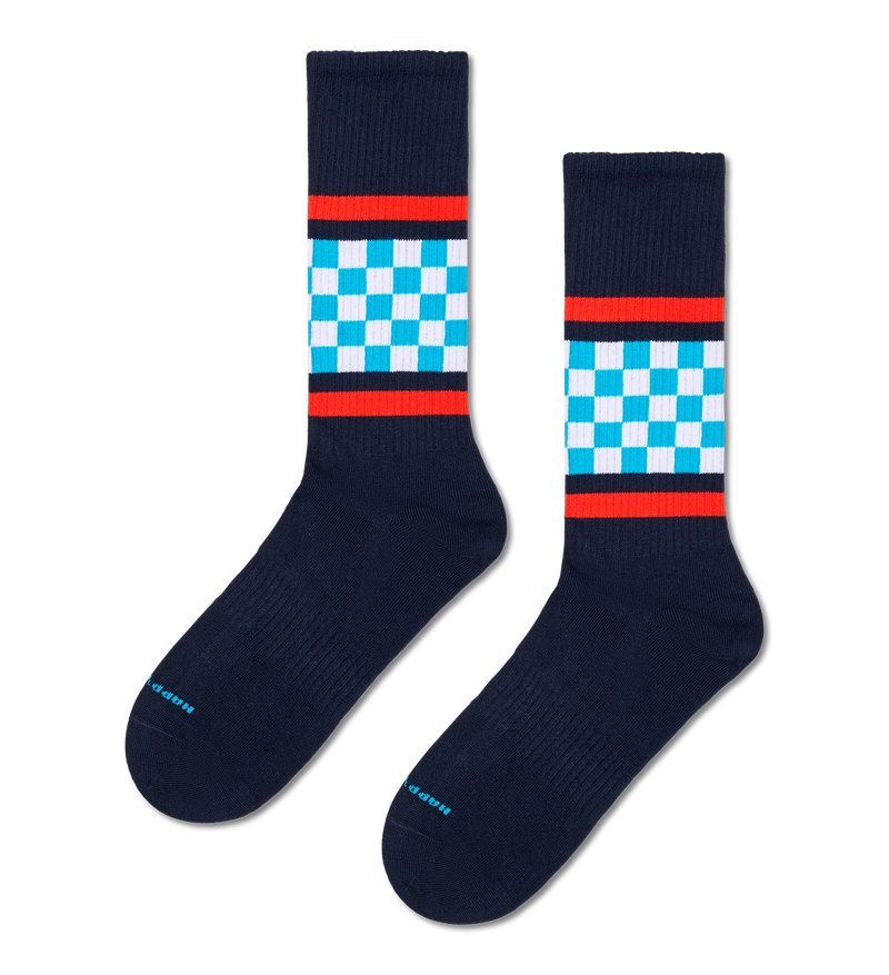 Blue and White Checked Sneaker Socks | Sports Style