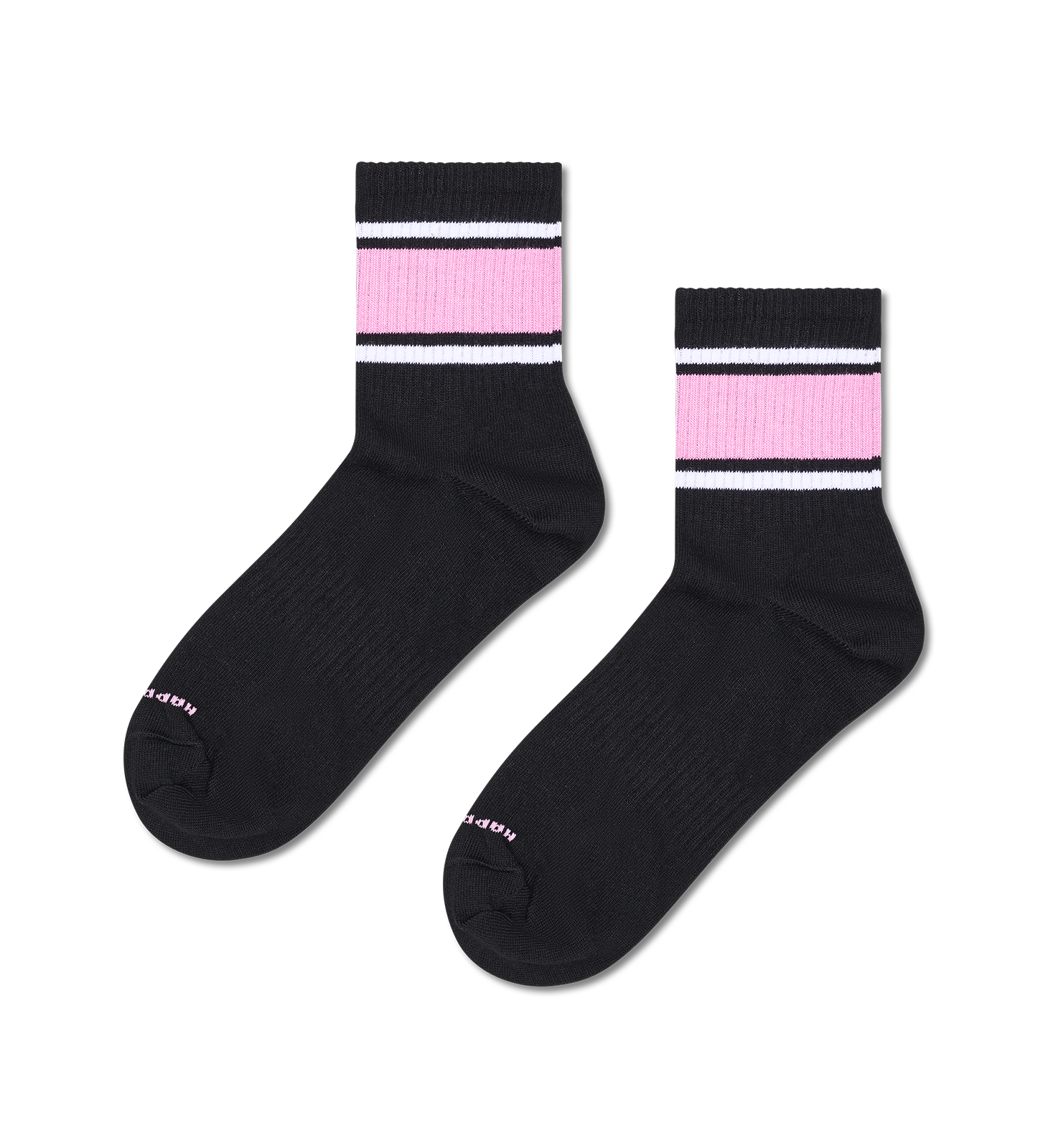 Black & Pink Striped Sneaker Socks | Women's Sports Socks