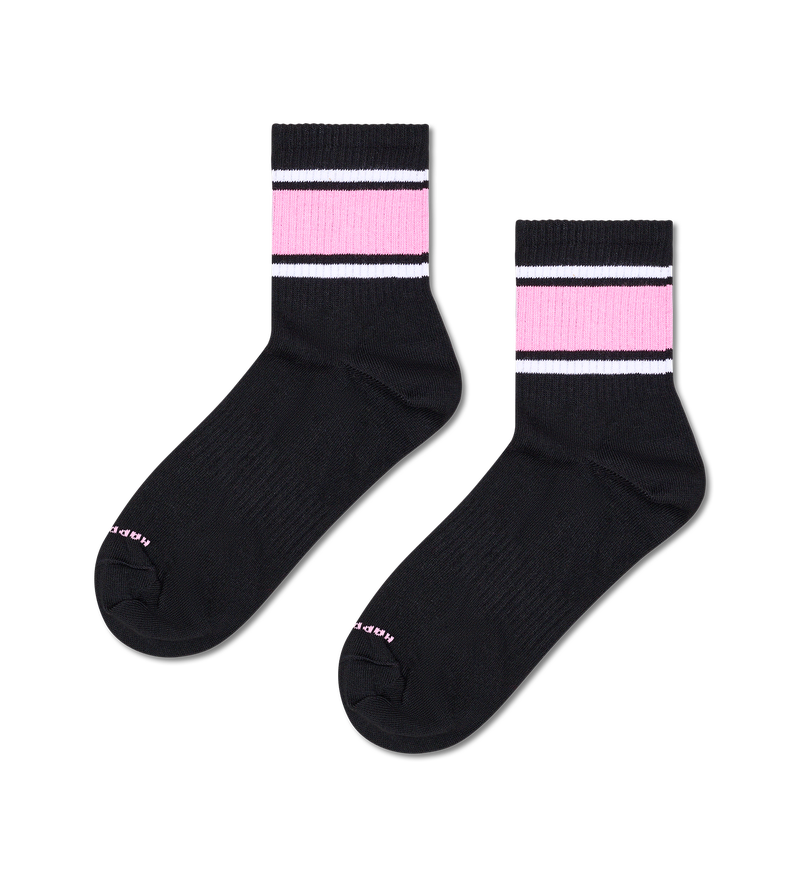 Black & Pink Striped Sneaker Socks | Women's Sports Socks
