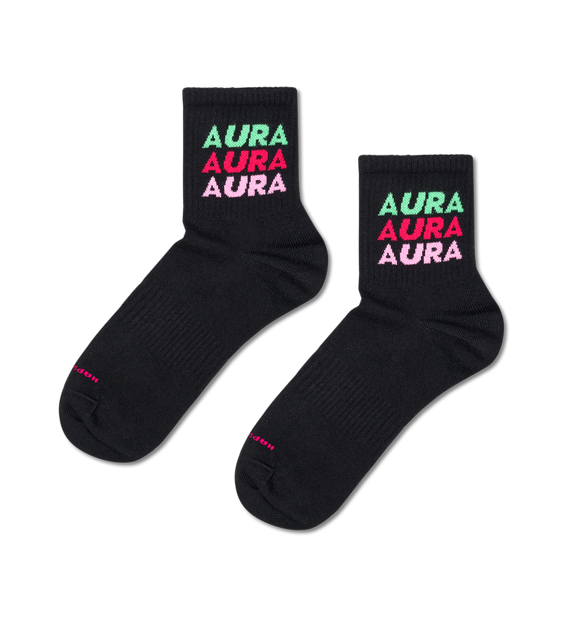 Colorful Aura Print Black Sneaker Socks | Running & Gym