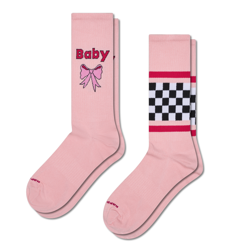 Pink Baby Sneaker Socks | Cute & Checkered