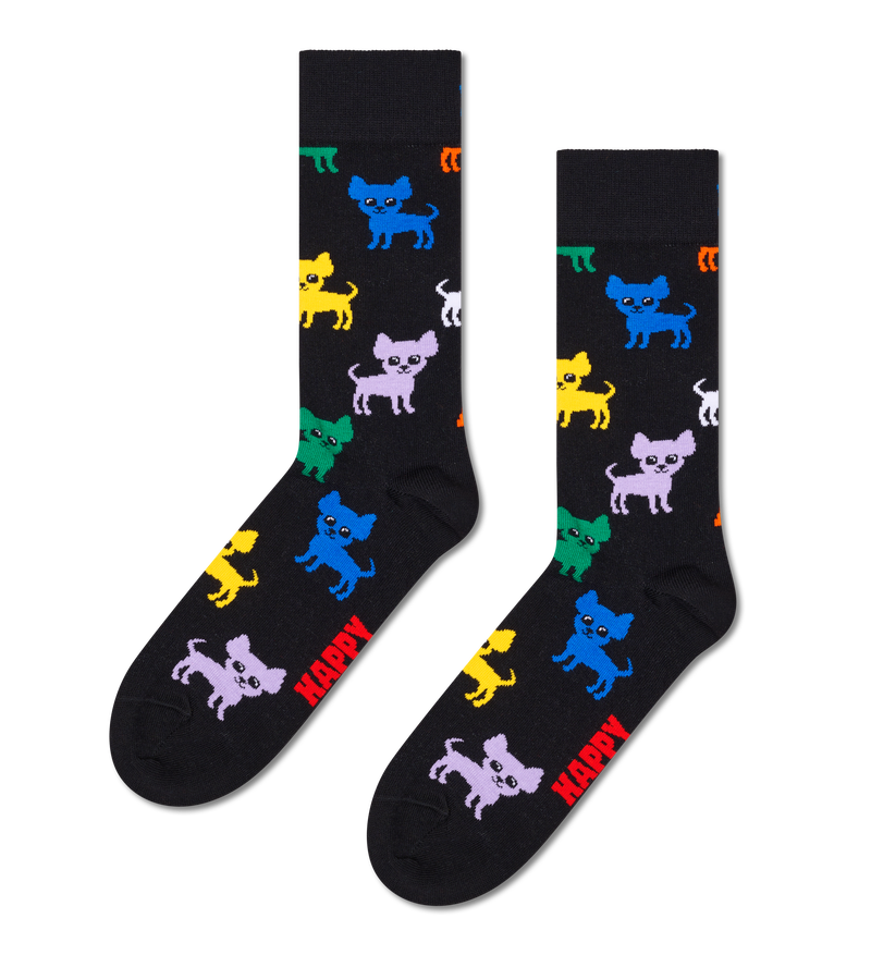 Colorful Chihuahua Dog Socks | Fun & Funky Black Socks