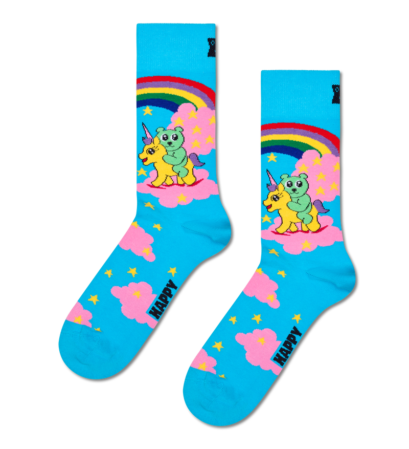 Colorful Cloudy Socks with Rainbow Unicorn Print | Cute