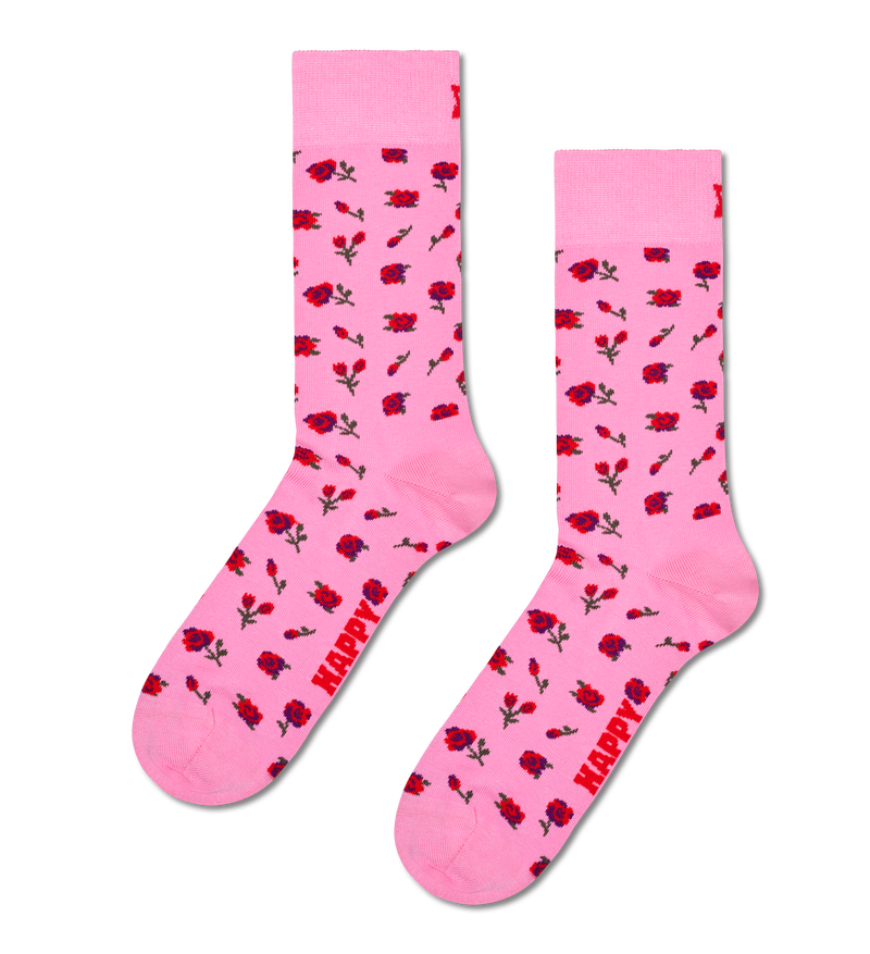 Pink Rose Print Socks | Romantic Novelty Gift